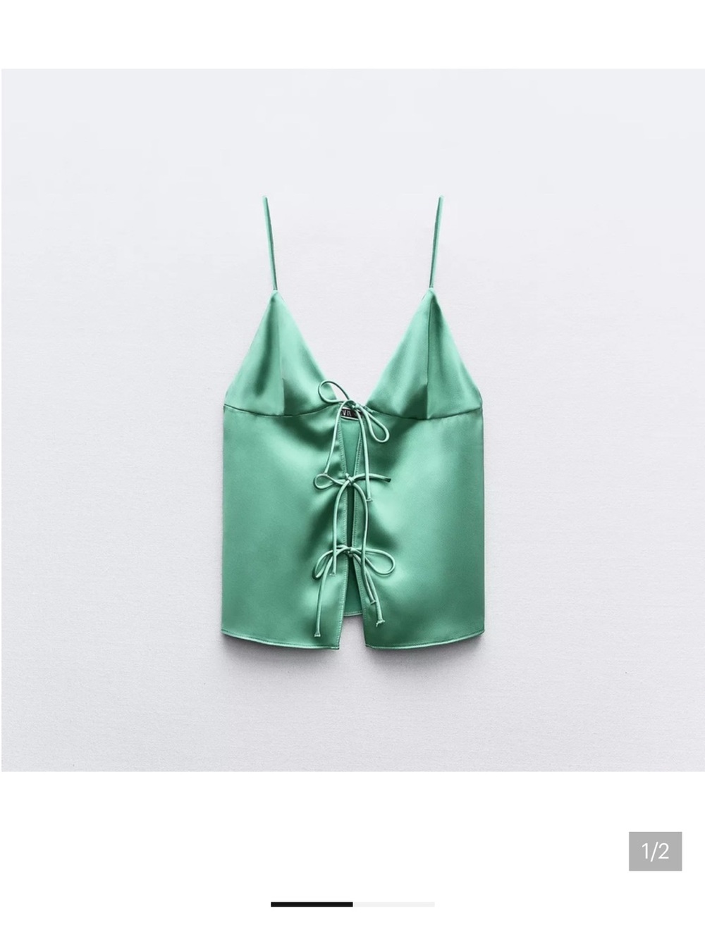 Zara Satin Lace-Up Top - Mint Green